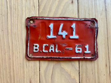 1961 Baha California Motorcycle License Plate