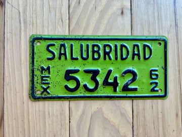 1962 Mexico Salubridad License Plate