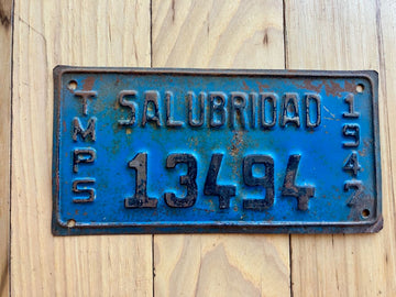 1947 Tamaulipas Salubridad License Plate