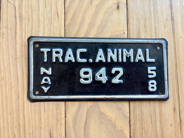 1958 Nayarit Trac Animal License Plate