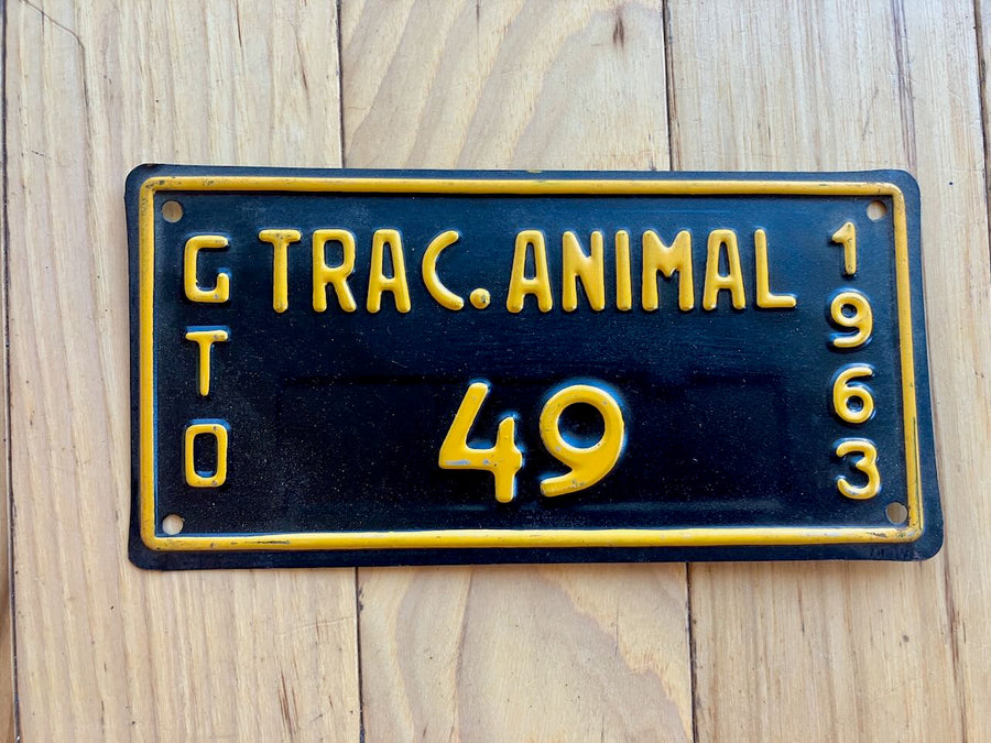 1963 Guanajuato Trac Animal License Plate/ Low Number