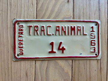 1963 Querétaro Trac Animal License Plate/ Low Number