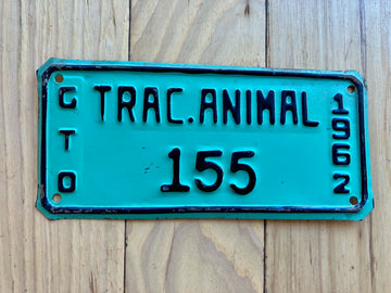 1962 Guanajuato Trac Animal License Plate