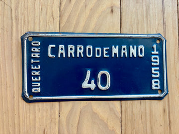 1958 Querétaro Carro de Mano/ Hand Cart License Plate