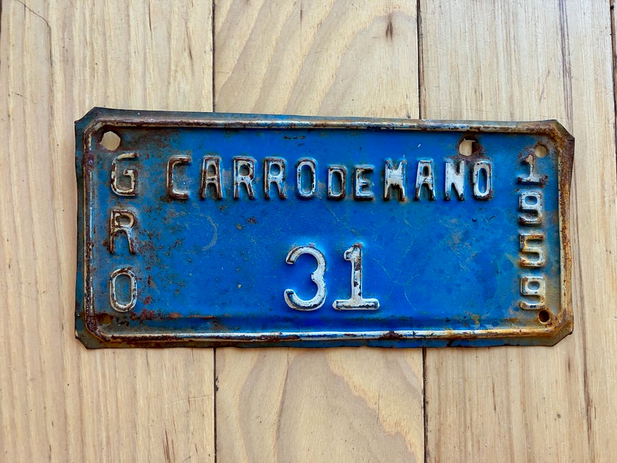 1959 Guerrero Carro de Mano/ Hand Cart License Plate