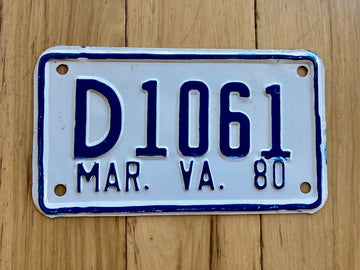 1980 Virginia Motorcycle Dealer License Plate