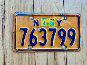 1980 New York Motorcycle License Plate