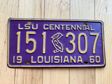 1960 Louisiana Pelican License Plate