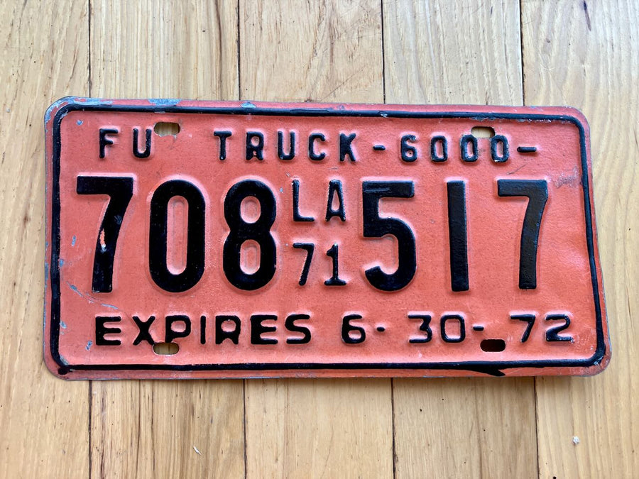 1972 Louisiana FU Truck License Plate