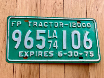 1974 Louisiana Tractor License Plate