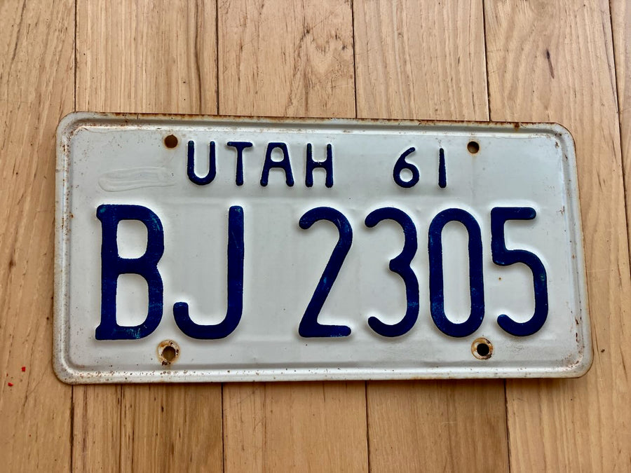 1961 Utah License Plate - Touch Up Paint on Top Left