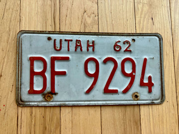 1962 Utah License Plate