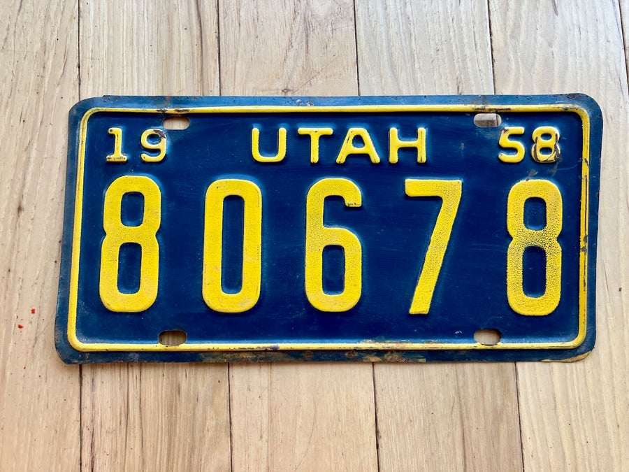 1958 Utah License Plate