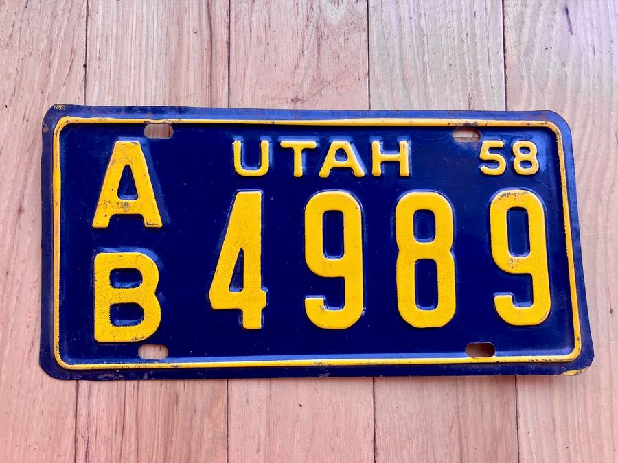 1958 Utah License Plate