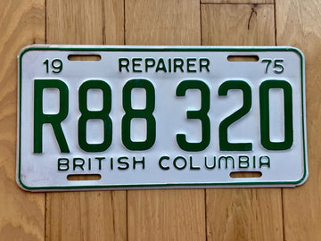 1975 British Columbia Repairer License Plate