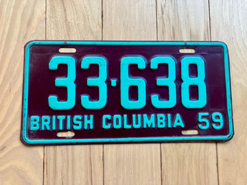 1959 British Columbia License Plate