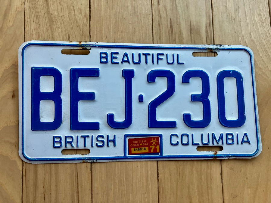 1971 British Columbia License Plate