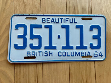 1964 British Columbia License Plate