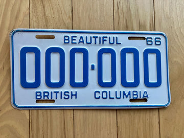 1966 British Columbia Sample License Plate