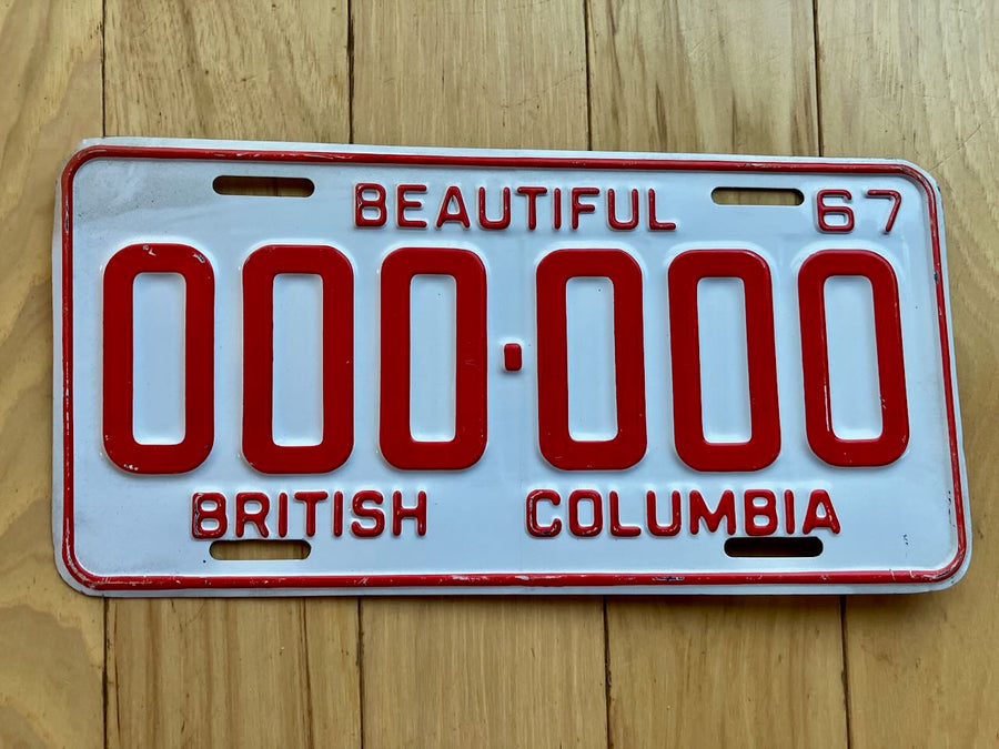 1967 British Columbia Sample License Plate