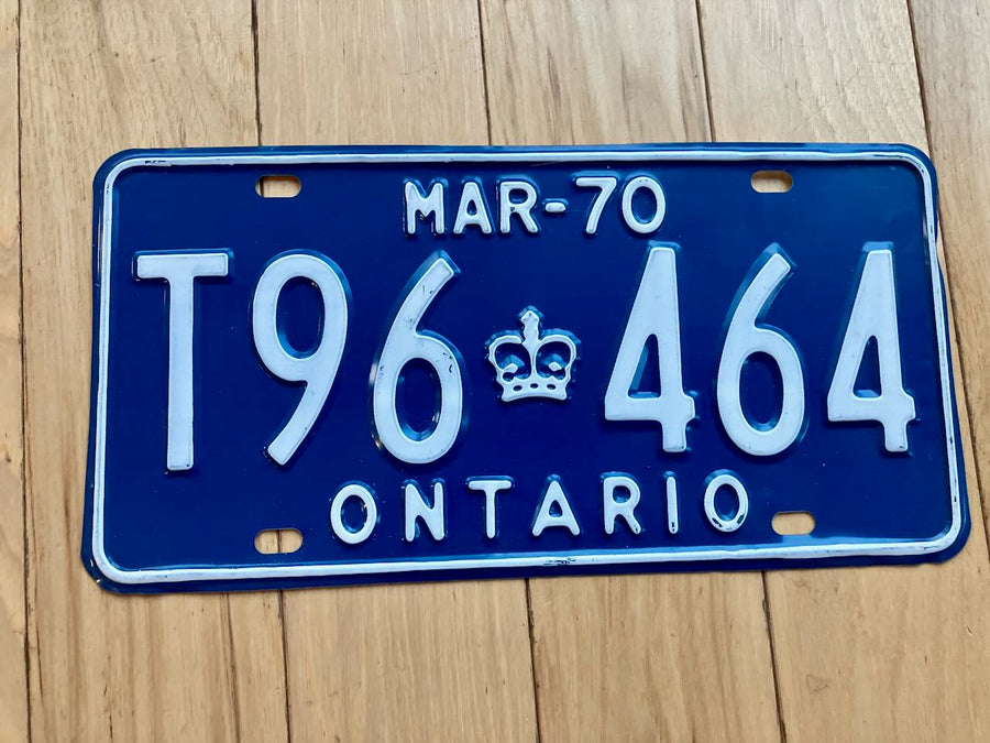 1970 Ontario License Plate