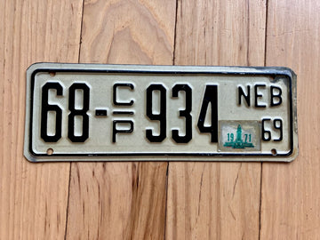 1969 Nebraska Cabin Permit License Plate