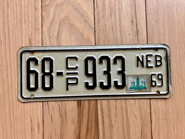 1969 Nebraska Cabin Permit License Plate