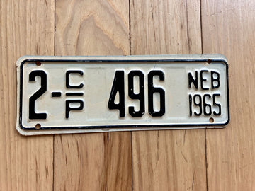 1965 Nebraska Cabin Permit License Plate