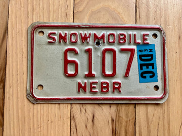 1977 Nebraska Snowmobile License Plate