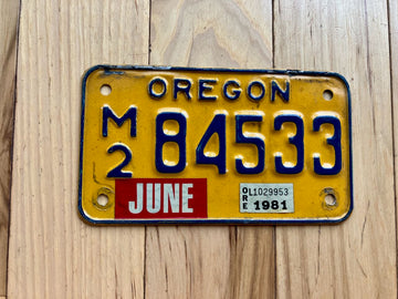 1981 Oregon Motorcycle License Plate