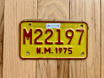 1975 New Mexico Motorcycle License Plate W/1976 Tab