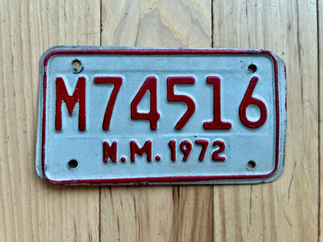 1972 New Mexico Motorcycle License Plate