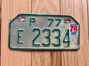 1977 Philippines Motorcycle License Plate W/1978 Tabs