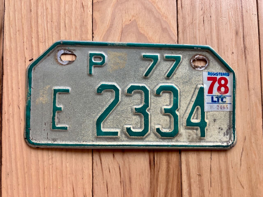 1977 Philippines Motorcycle License Plate W/1978 Tabs