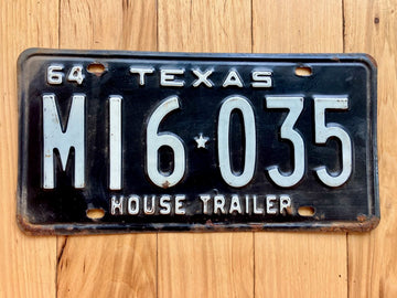 1964 Texas House Trailer License Plate