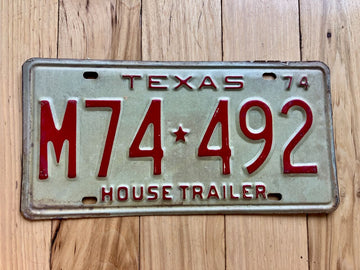 1974 Texas House Trailer License Plate