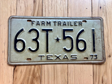 1973 Texas Farm Trailer License Plate