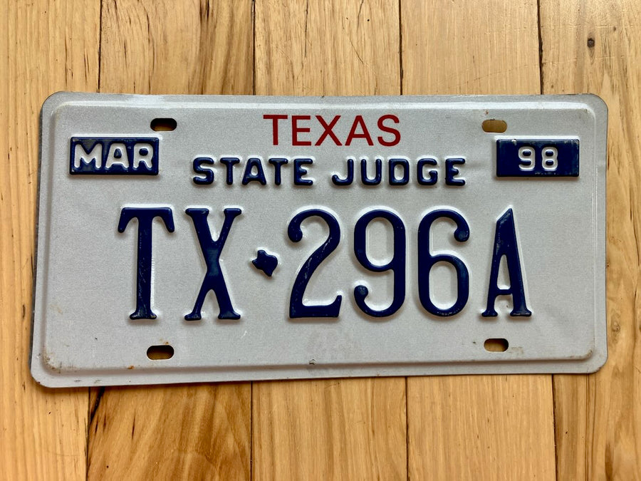 1998 Texas State Judge License Plate