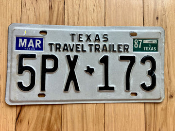 1987 Texas Travel Trailer License Plate