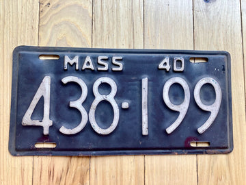 1940 Massachusetts License Plate