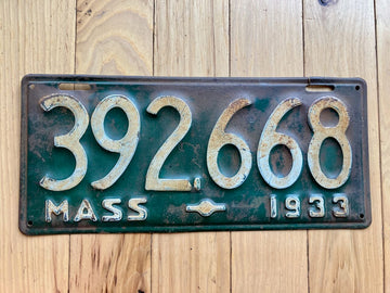 1933 Massachusetts License Plate