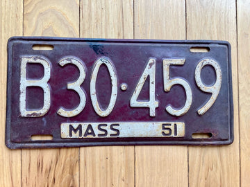 1951 Massachusetts License Plate