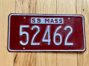 1959 Massachusetts License Plate - 5 Digit