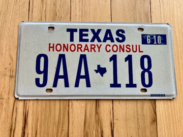 2010 Texas Honorary Consul License Plate