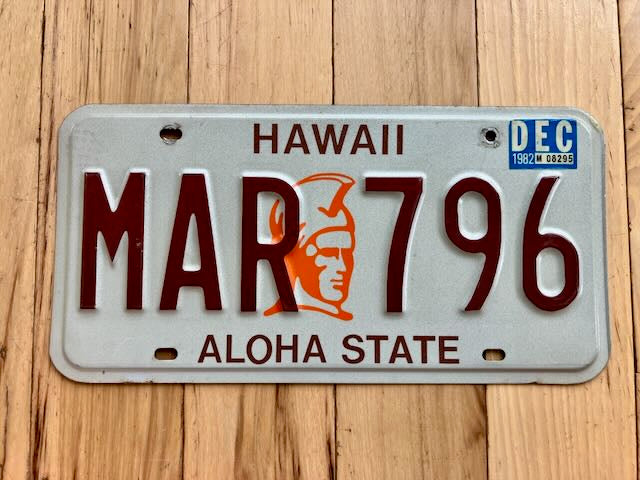 1982 Hawaii License Plate