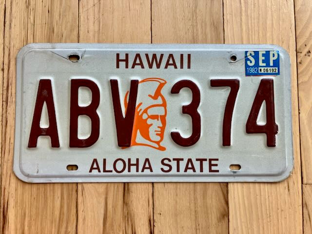 1982 Hawaii License Plate