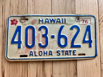 1976 Hawaii License Plate