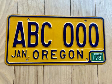 1978 Oregon Sample License Plate