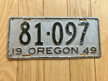 1949 Oregon License Plate