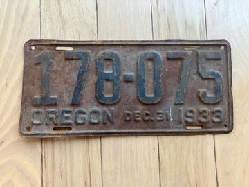 1933 Oregon License Plate